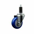 Service Caster 3.5'' Blue Poly Wheel Swivel 1-1/4'' Expanding Stem Caster SCC-EX20S3514-PPUB-BLUE-114
